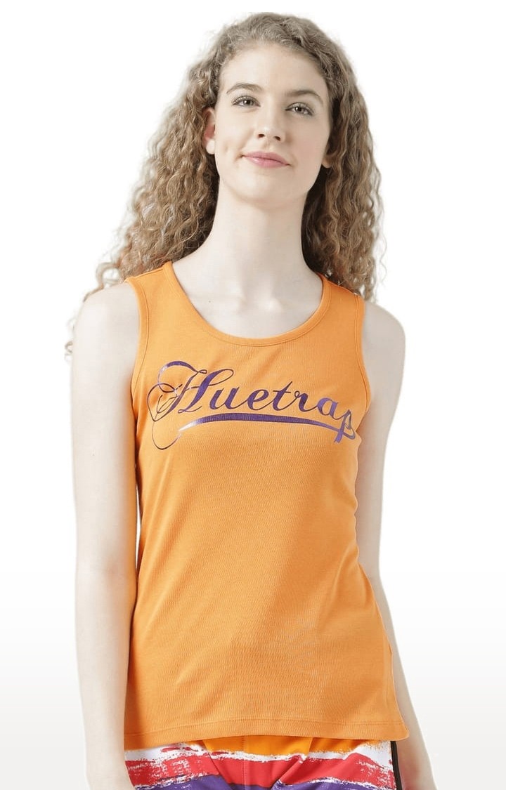HUETRAP | Women's Orange Typographic Tank Top