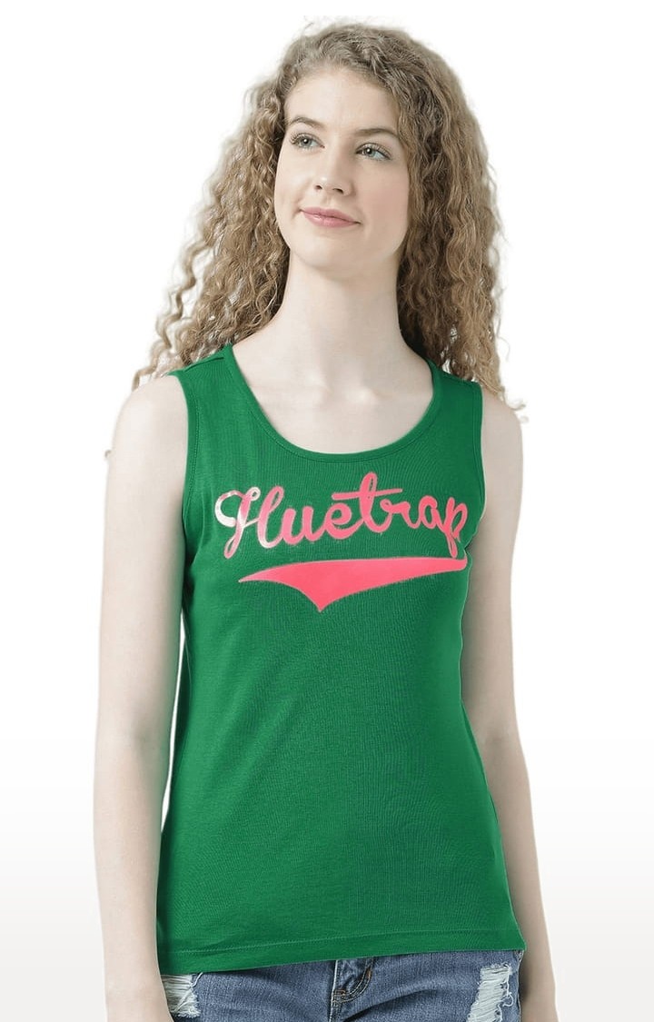 HUETRAP | Women's Green Typographic Tank Top