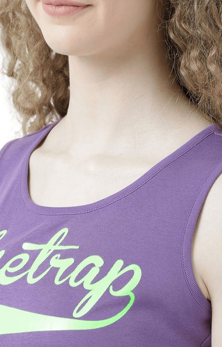 Women's Purple Typographic Tank Top