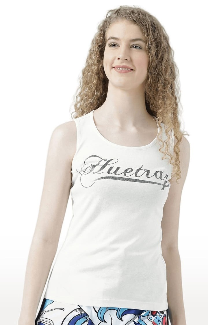 HUETRAP | Women's Off White Typographic Tank Top
