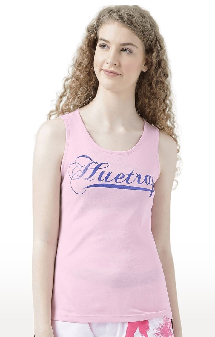 HUETRAP | Women's Pink Typographic Tank Top
