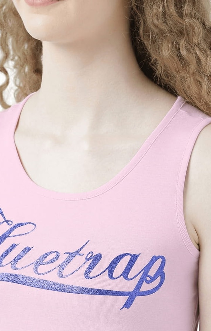 Women's Pink Typographic Tank Top