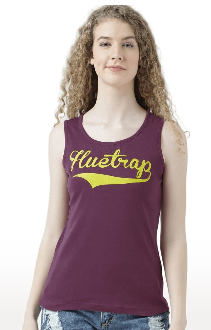 HUETRAP | Women's Pink Typographic Tank Top