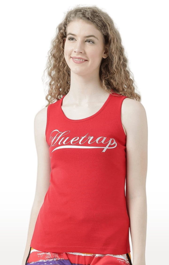 HUETRAP | Women's Orange Typographic Tank Top