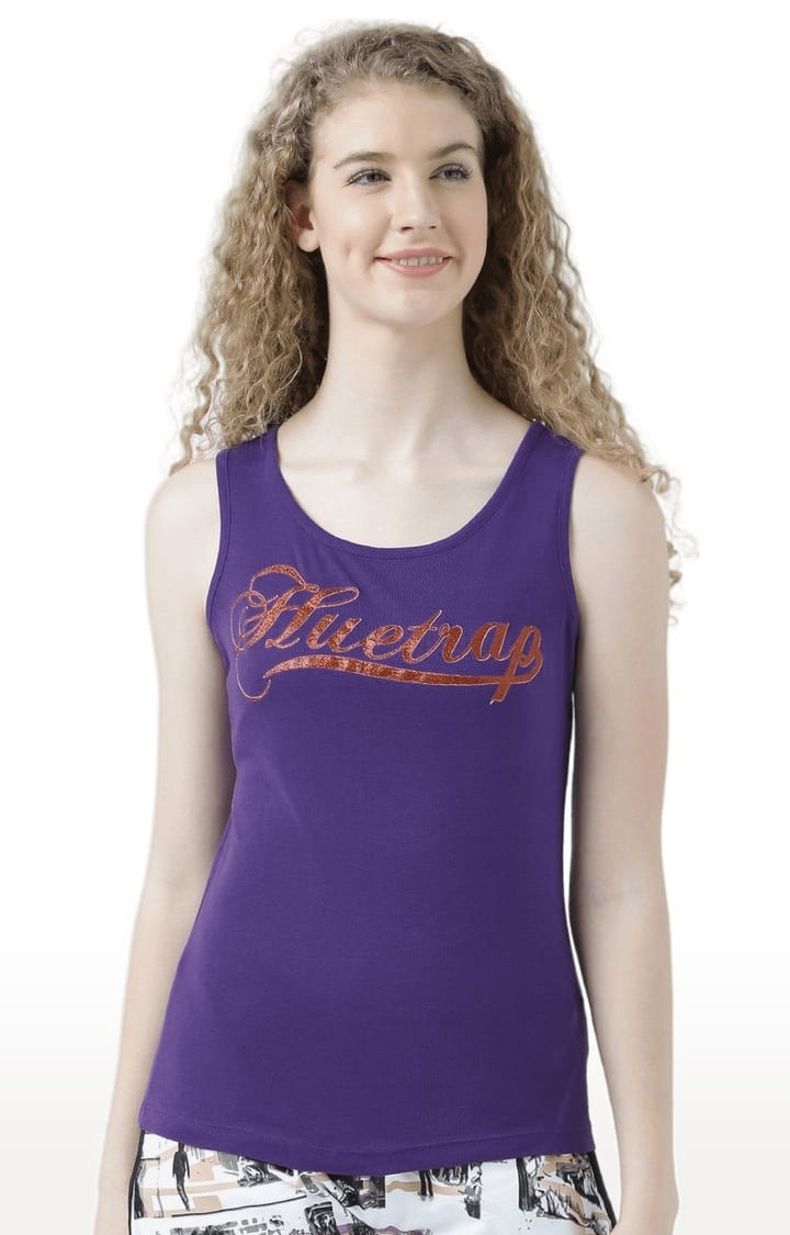 HUETRAP | Women's Purple Typographic Tank Top