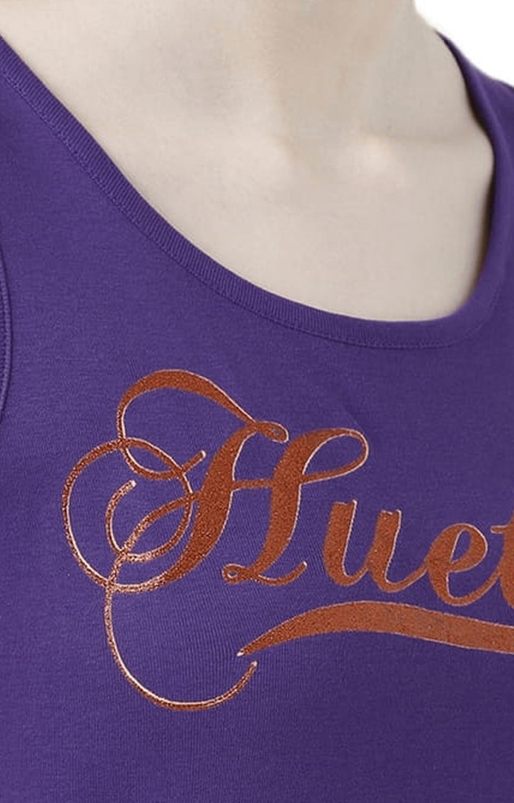 Women's Purple Typographic Tank Top