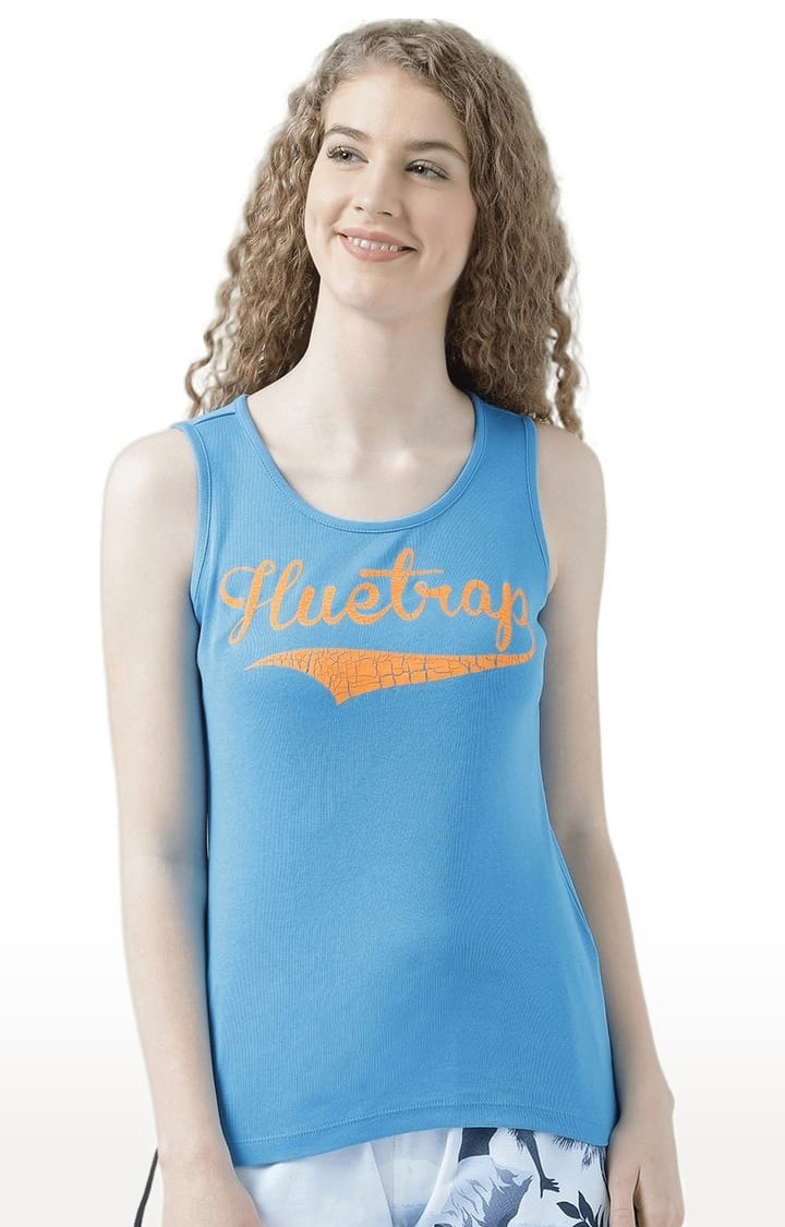 HUETRAP | Women's Blue Typographic Tank Top