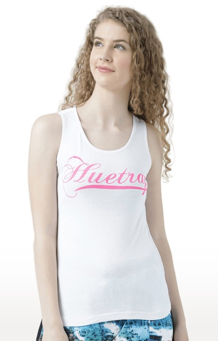 HUETRAP | Women's White Typographic Tank Top