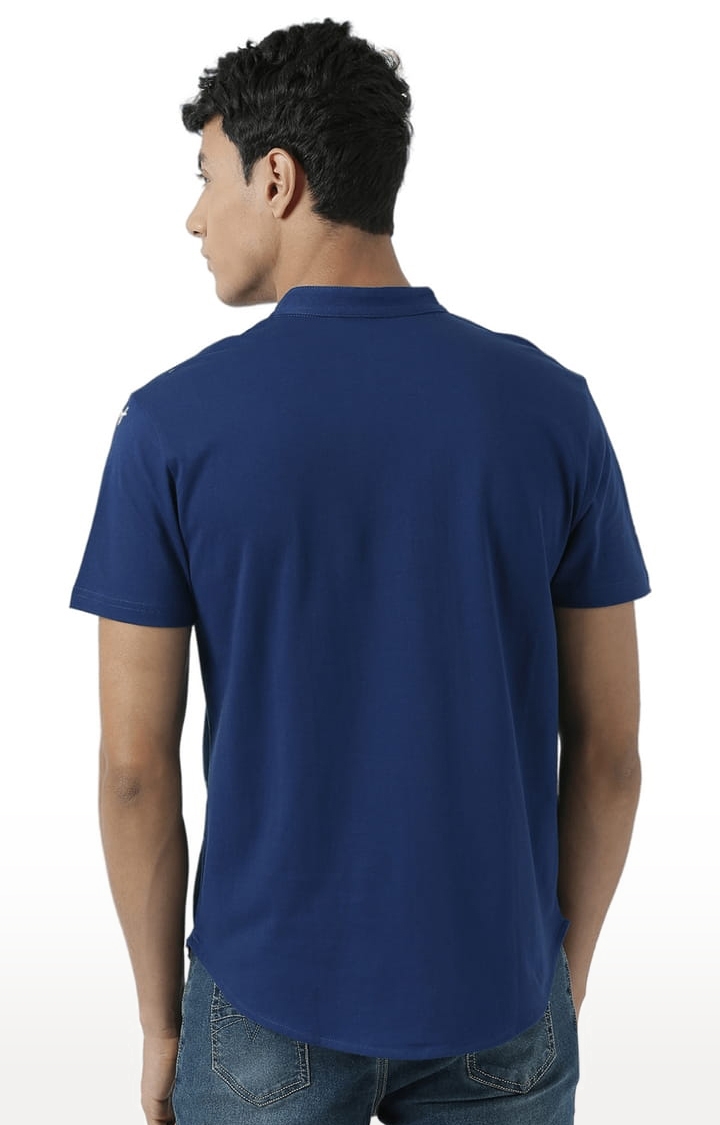 HUETRAP | Men's Navy Blue Cotton Printed Regular T-Shirt 2