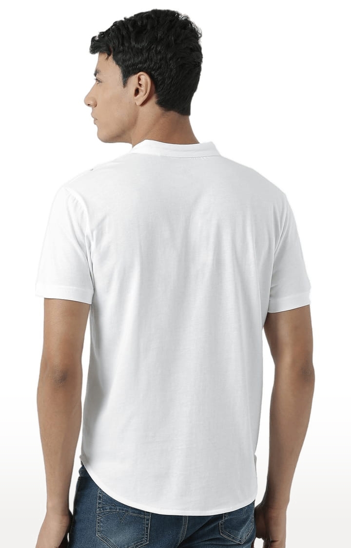 HUETRAP | Men's White Cotton Printed Regular T-Shirt 2