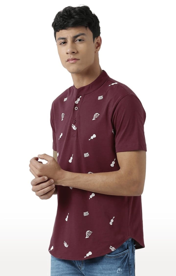 Men's Red Printed Regular T-Shirt