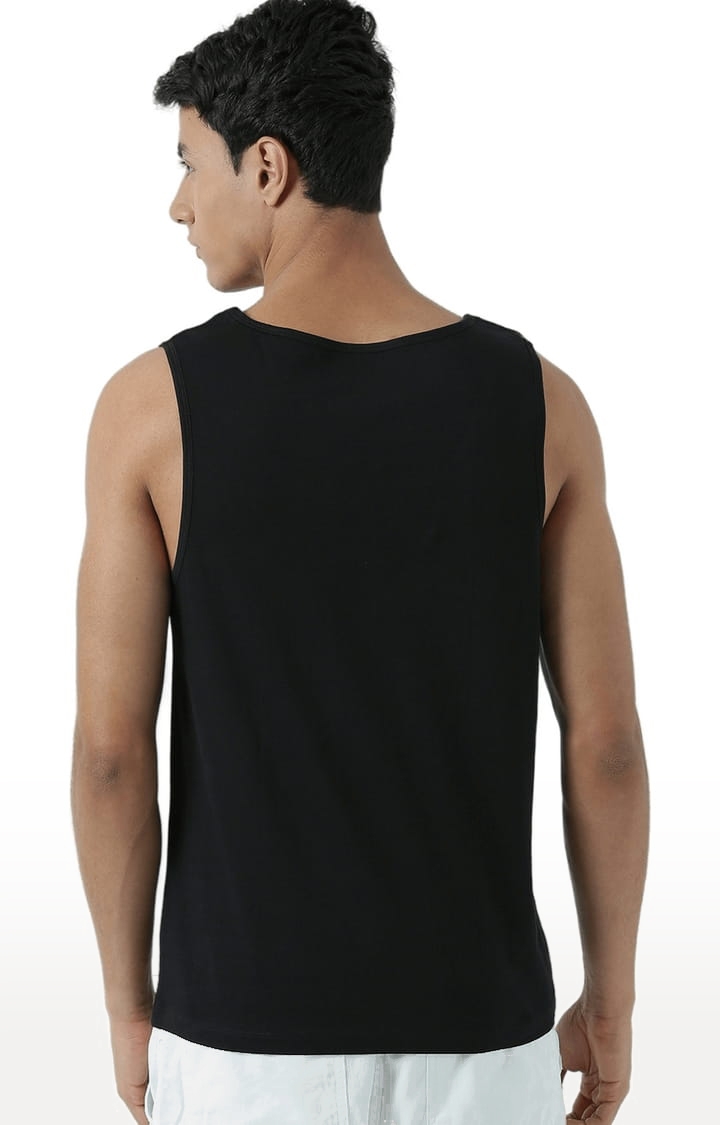 HUETRAP | Men's Black & Orange Cotton Printed Vest 4