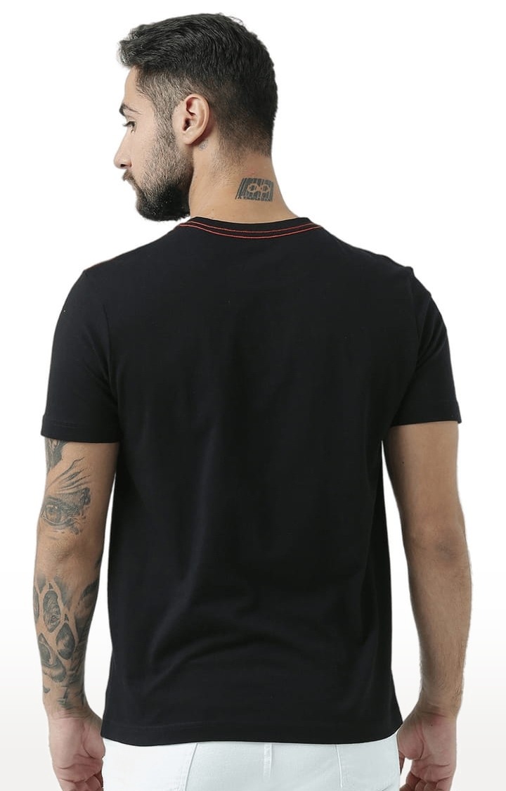 Men's Black Graphics Regular T-Shirt