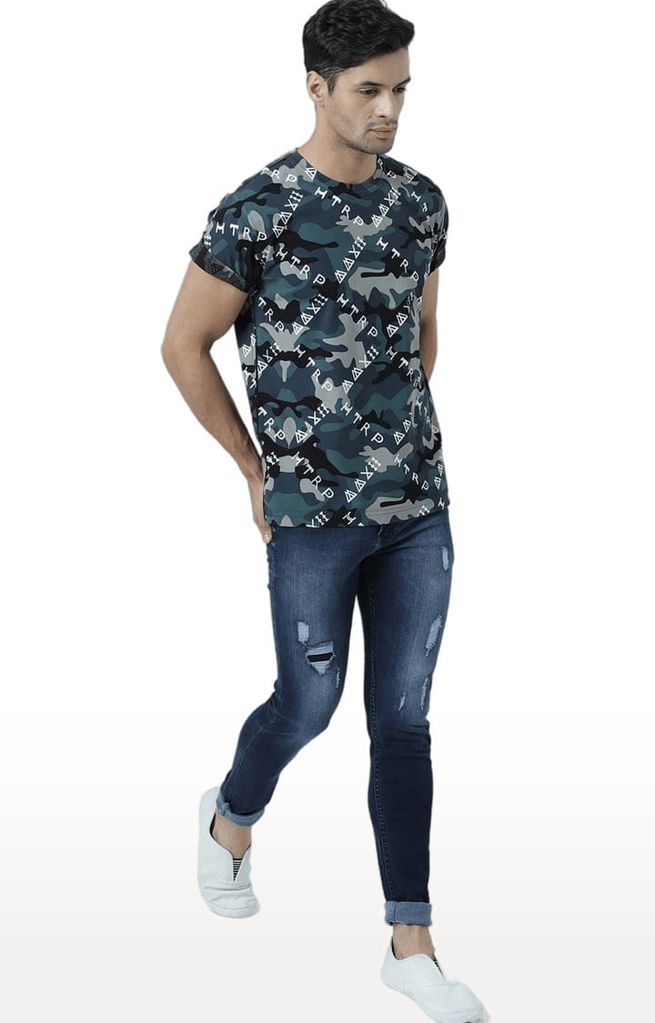 Men's Multicolour Camouflage Regular T-Shirt