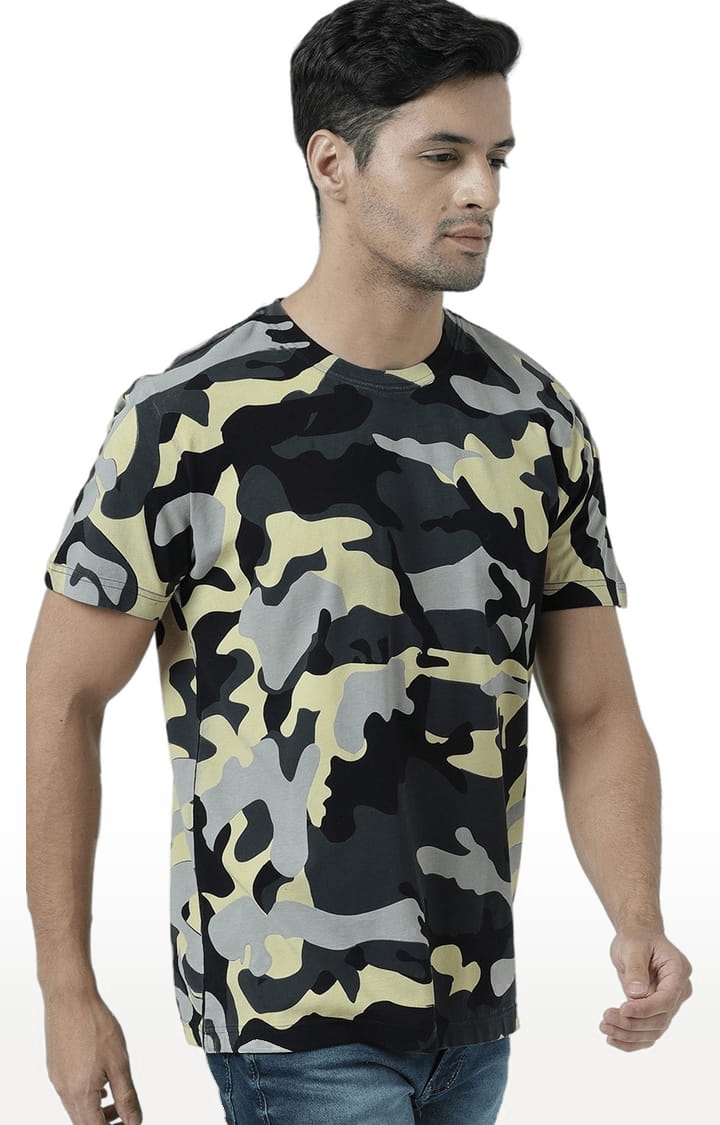 Men's Multicolour Camouflage Regular T-Shirt