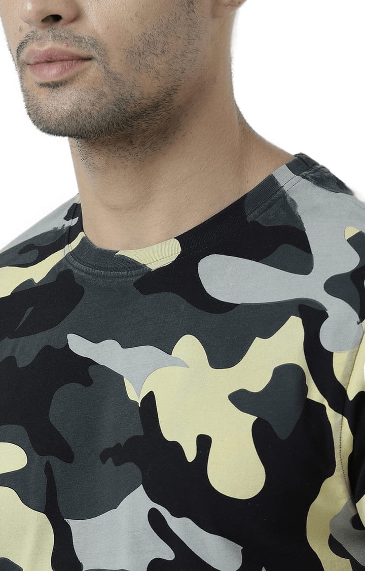 Men's Multicolour Camouflage Regular T-Shirt