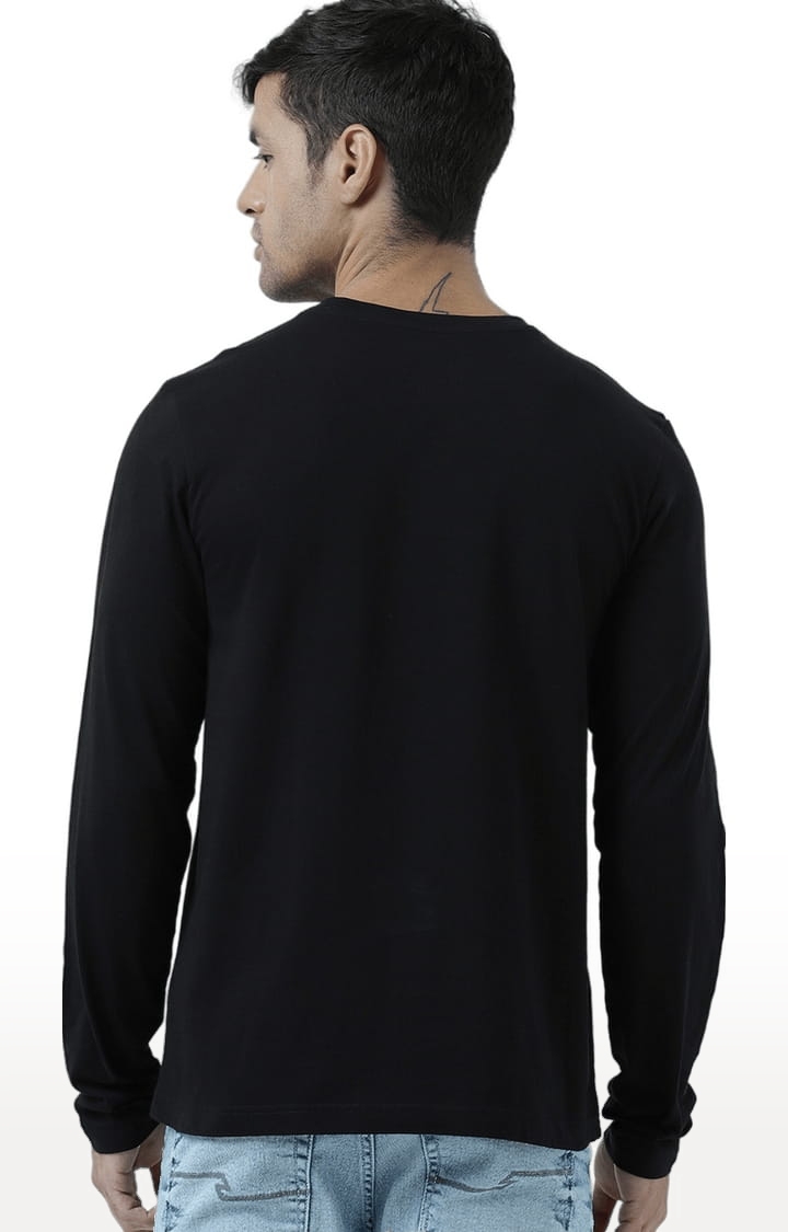Men's Black Printed Regular T-Shirt