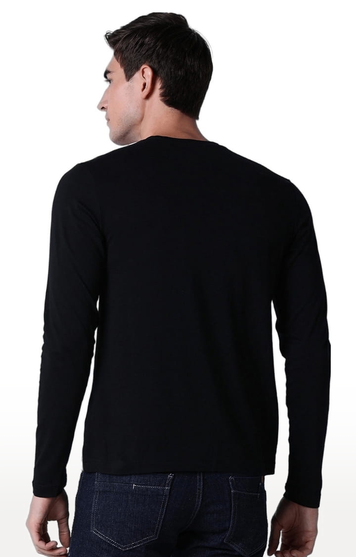 Men's Black Printed Regular T-Shirt