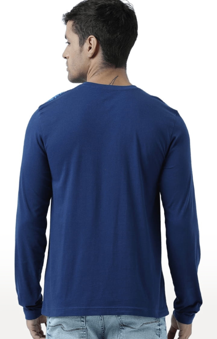 HUETRAP | Men's Navy Blue Cotton Printed Regular T-Shirt 4