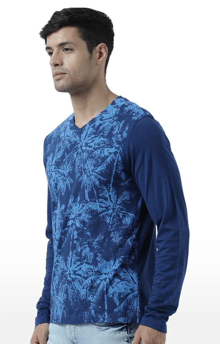 HUETRAP | Men's Navy Blue Cotton Printed Regular T-Shirt 3