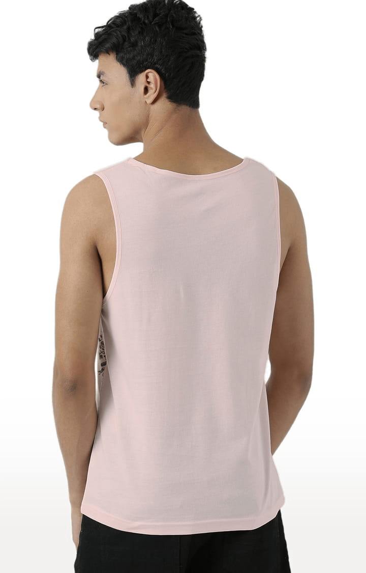 Men's Light Pink Cotton Printed Vest