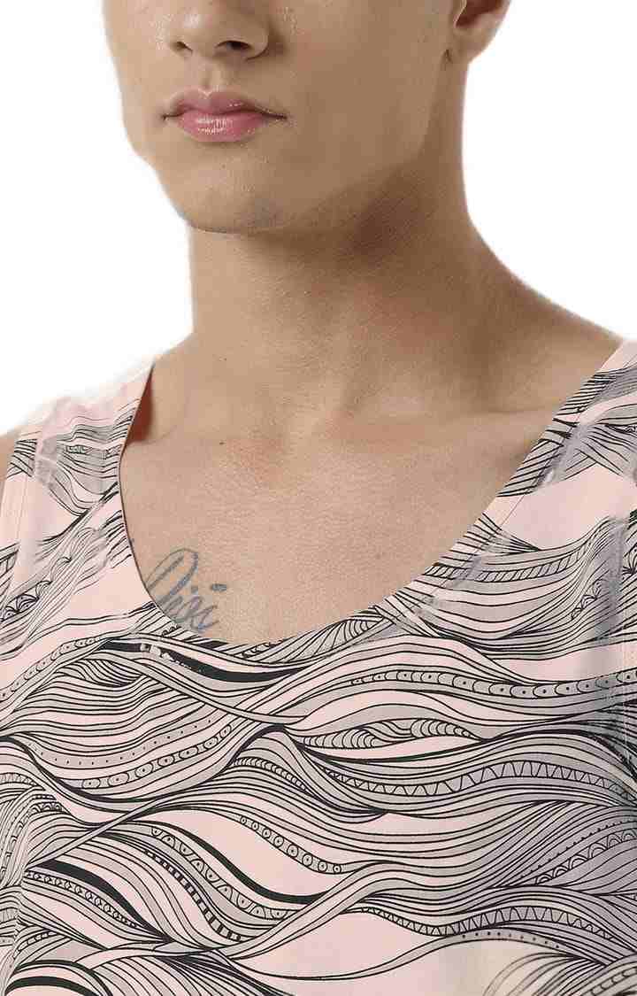 Men's Light Pink Cotton Printed Vest