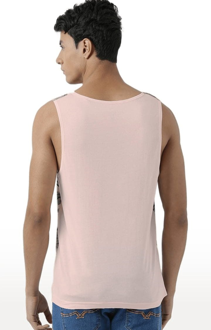Men's Light Pink Cotton Printed Vest