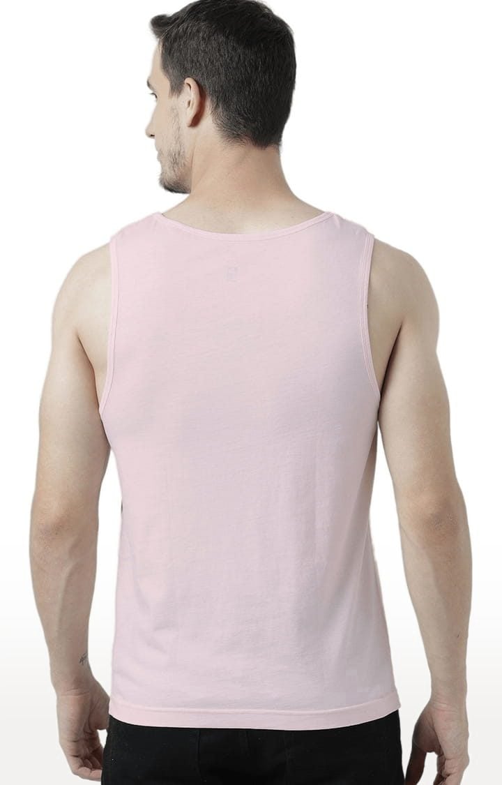 Men's Light Pink Cotton Printed Vest