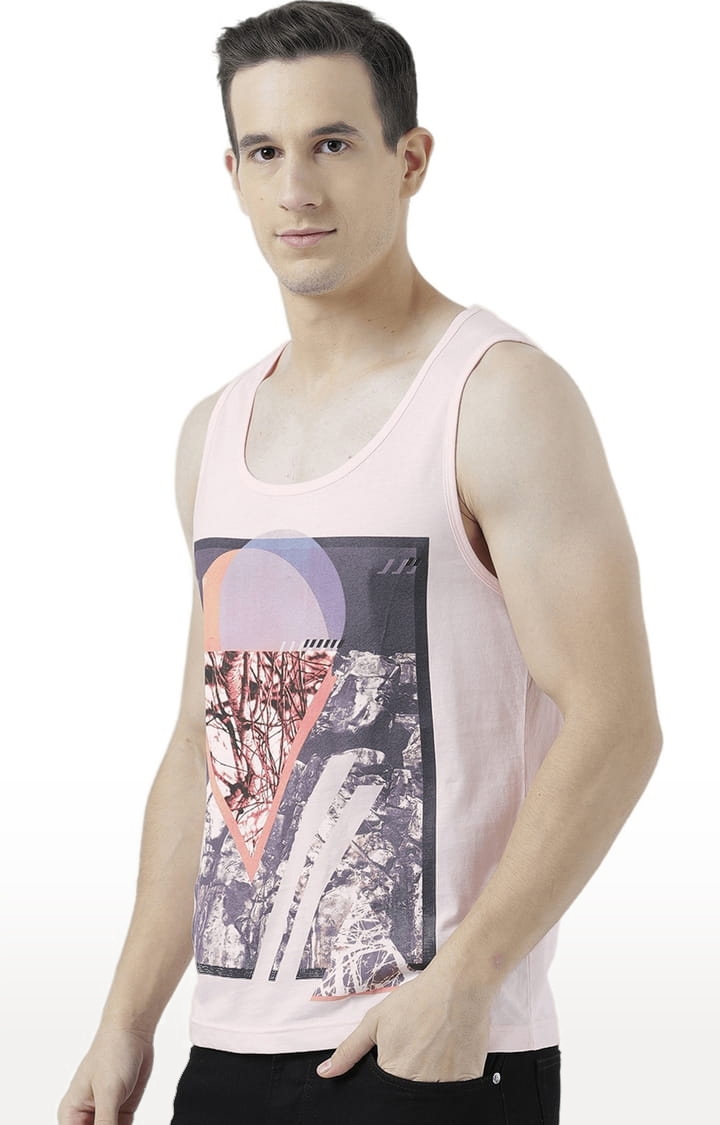 HUETRAP | Men's Light Pink Cotton Printed Vest 3