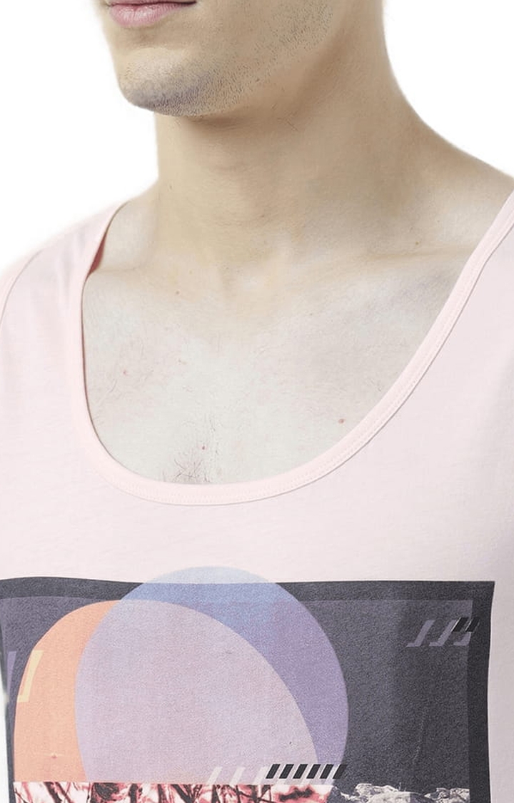 HUETRAP | Men's Light Pink Cotton Printed Vest 5