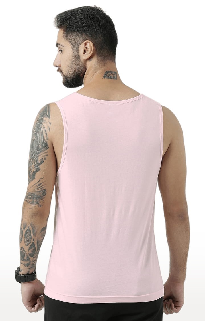 Men's Light Pink Cotton Printed Vest
