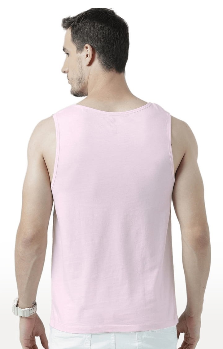 Men's Light Pink Cotton Printed Vest