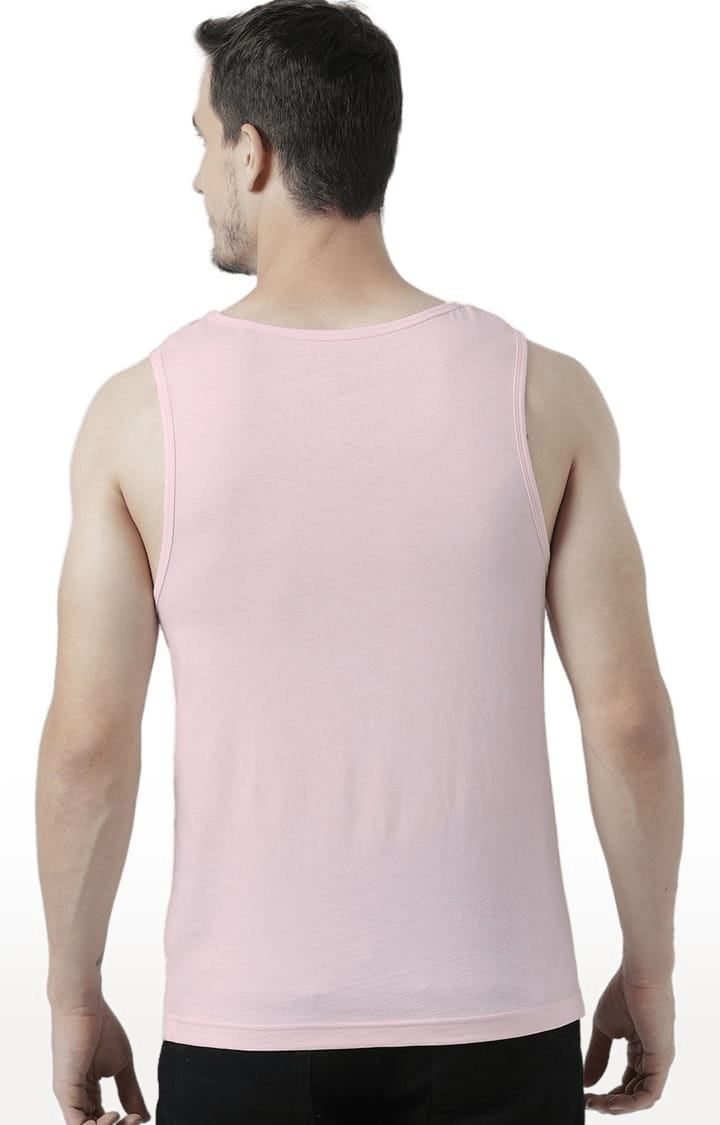 Men's Light Pink Cotton Printed Vest