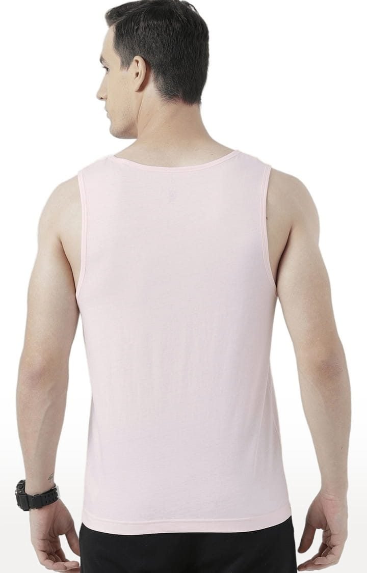 Men's Light Pink Cotton Printed Vest