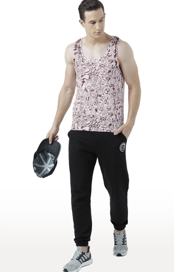 Men's Light Pink Cotton Printed Vest