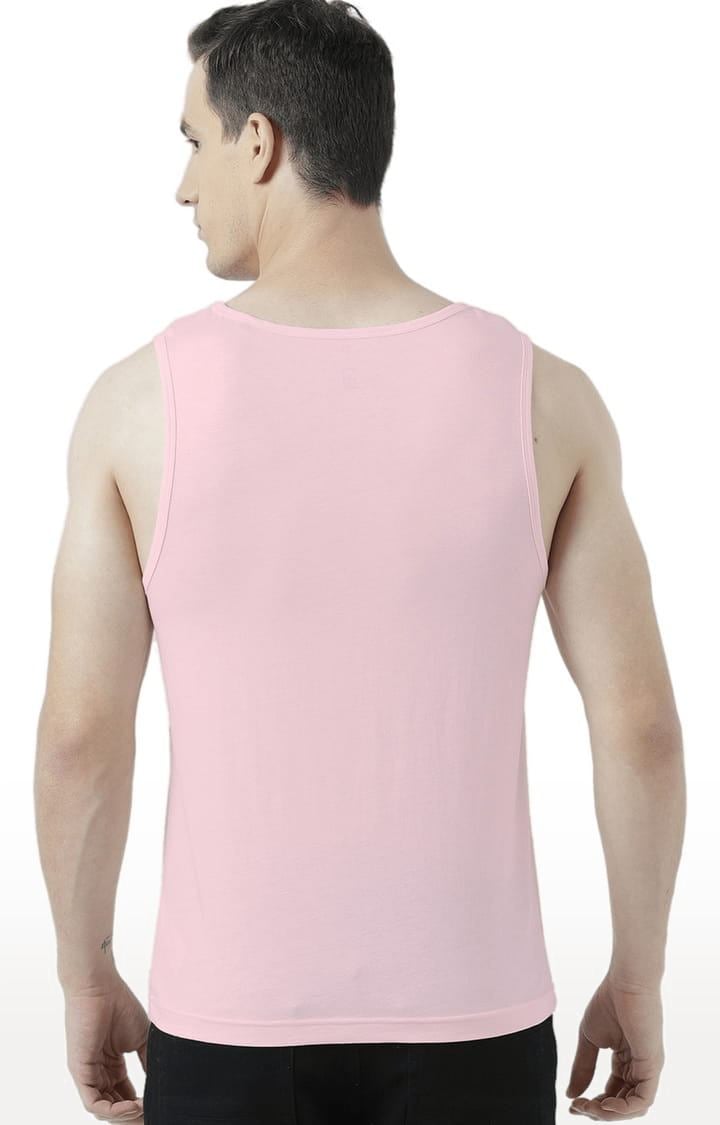 Men's Light Pink Cotton Printed Vest