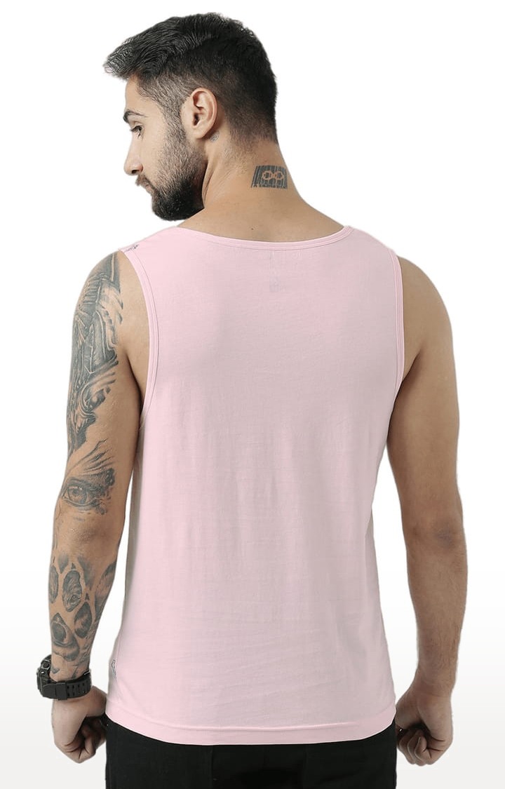 Men's Light Pink Cotton Printed Vest