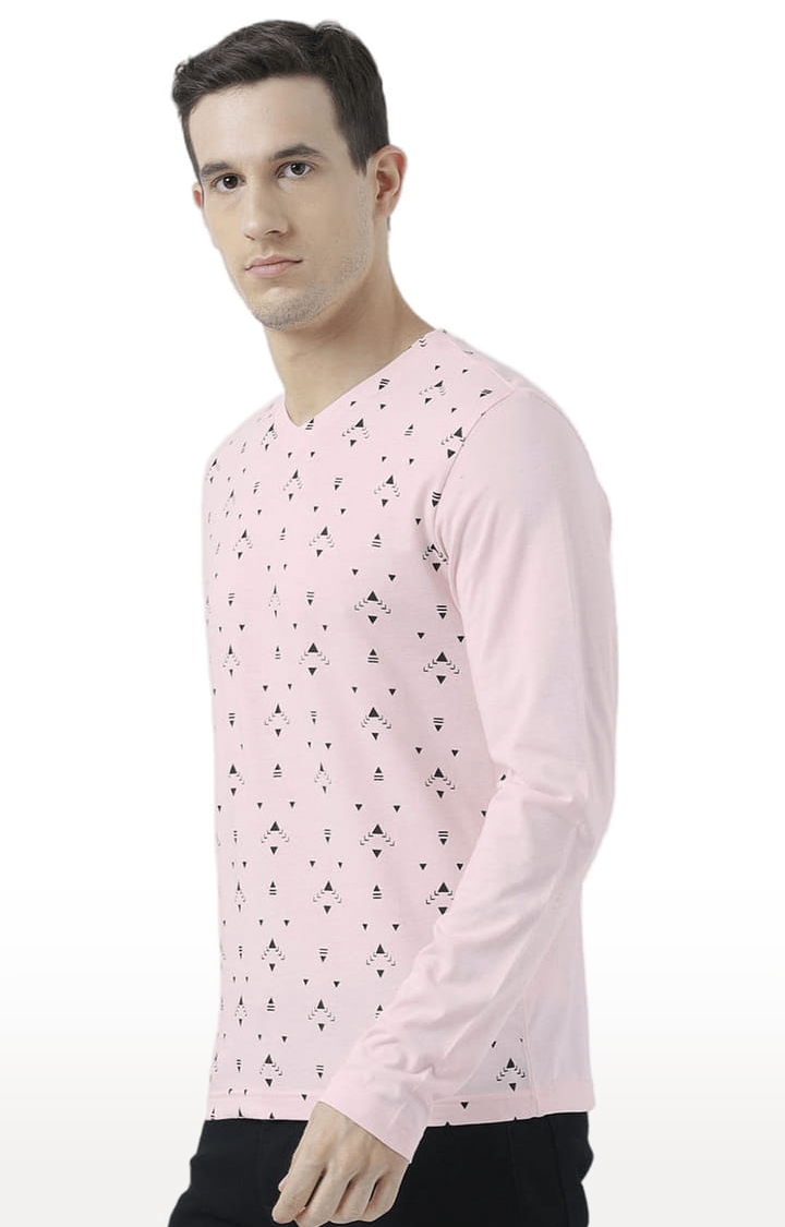 HUETRAP | Men's Light Pink Cotton Printed Regular T-Shirt 2