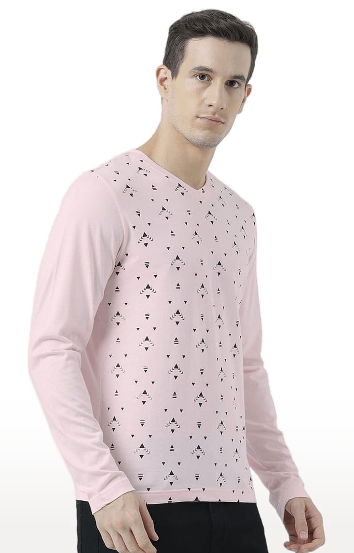 HUETRAP | Men's Light Pink Cotton Printed Regular T-Shirt 3