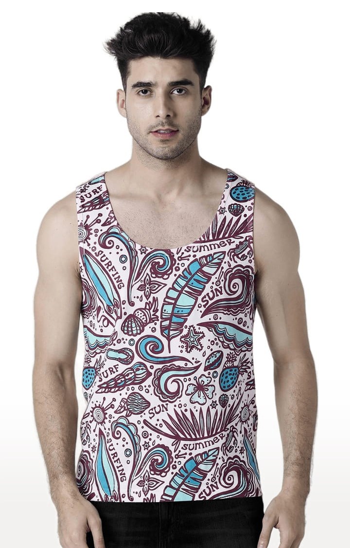 Men's Light Pink Cotton Printed Vest