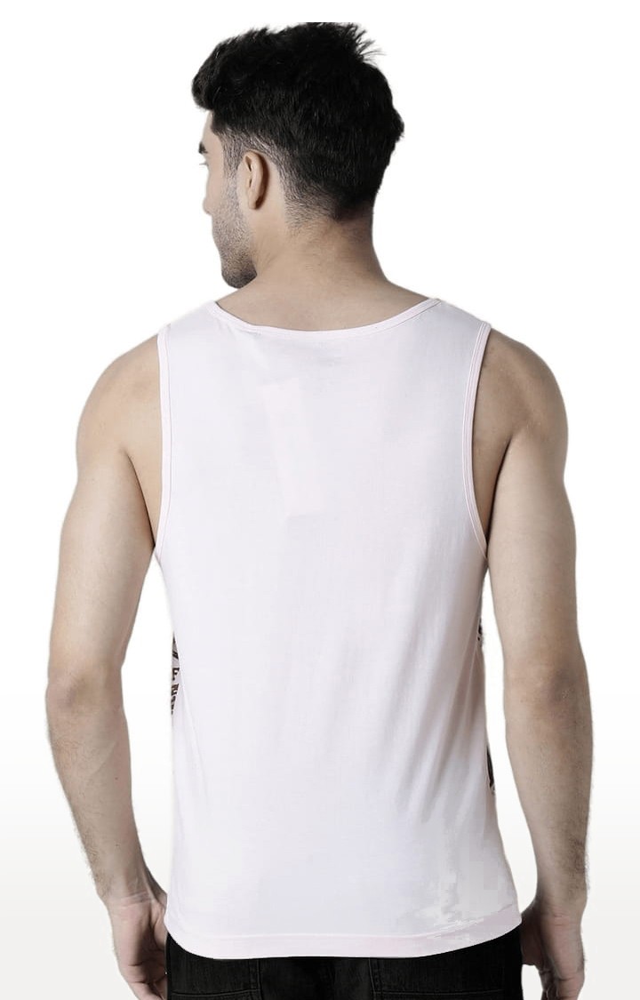 Men's Light Pink Cotton Printed Vest