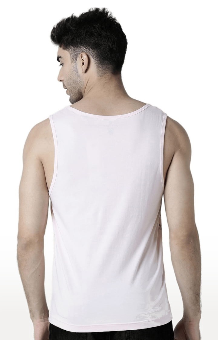 Men's Light Pink Cotton Printed Vest