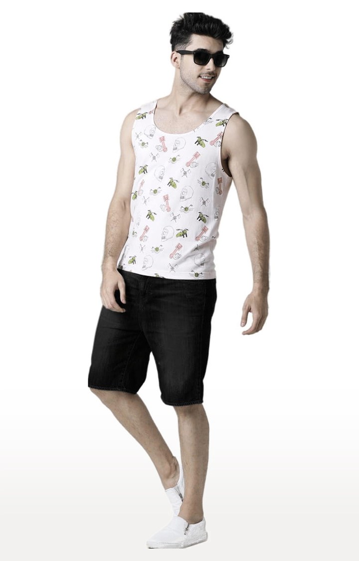 Men's Light Pink Cotton Printed Vest