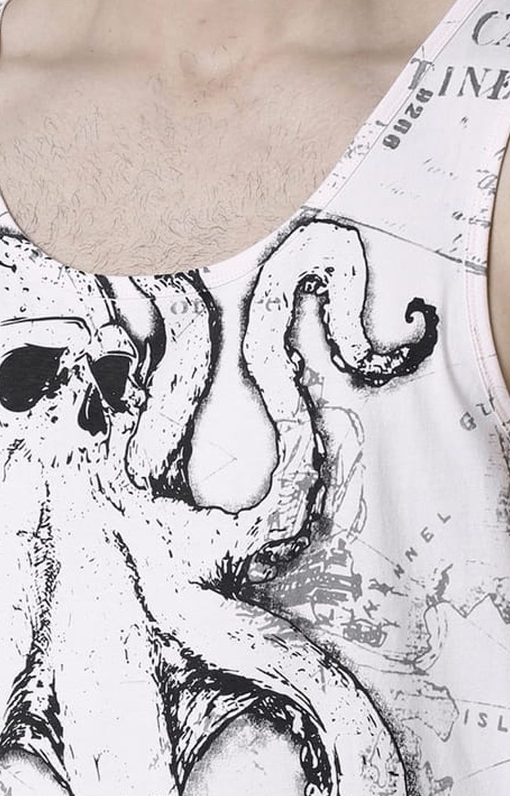Men's Light Pink Cotton Printed Vest