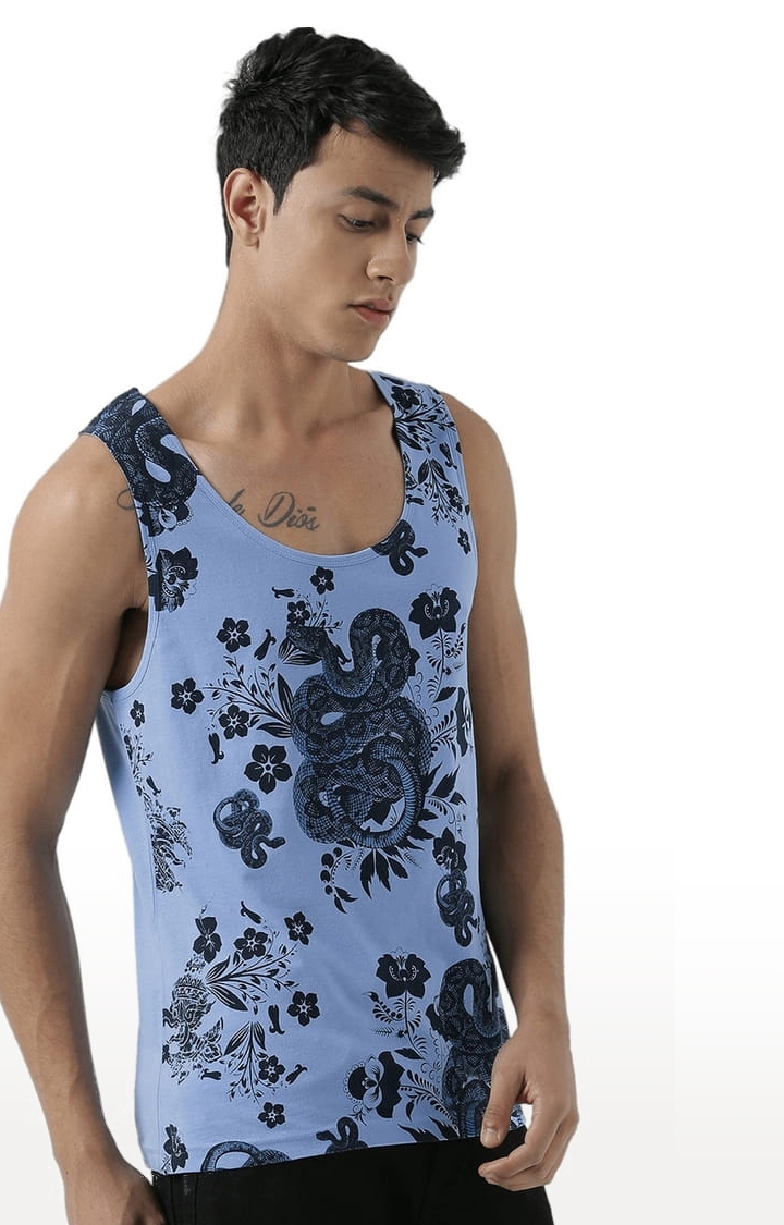 HUETRAP | Men's Light Blue Cotton Printed Vest 2