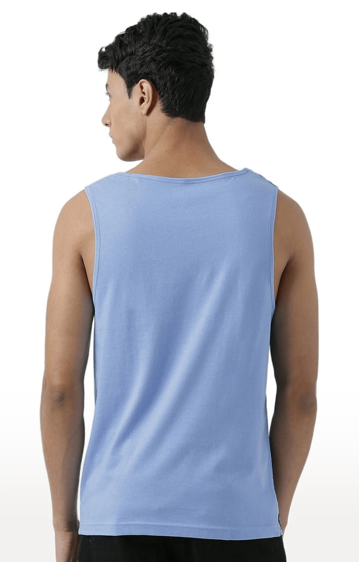 HUETRAP | Men's Light Blue Cotton Printed Vest 4