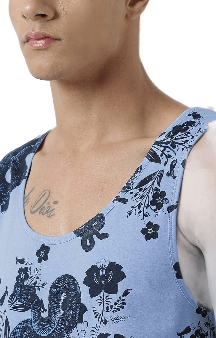 HUETRAP | Men's Light Blue Cotton Printed Vest 5