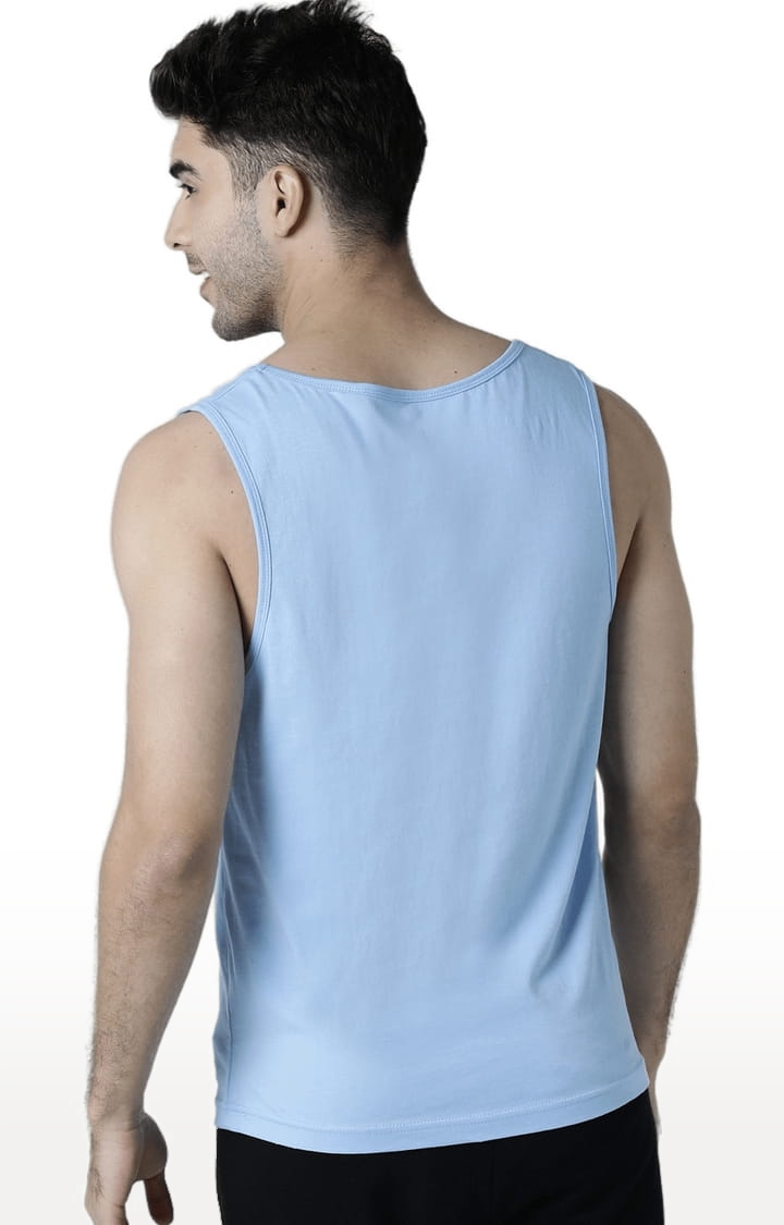 HUETRAP | Men's Light Blue Cotton Printed Vest 2