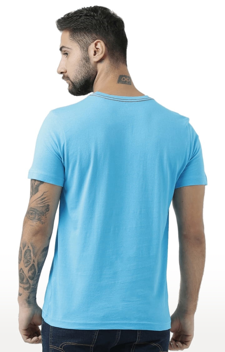 HUETRAP | Men's Blue Cotton Printed Regular T-Shirt 4