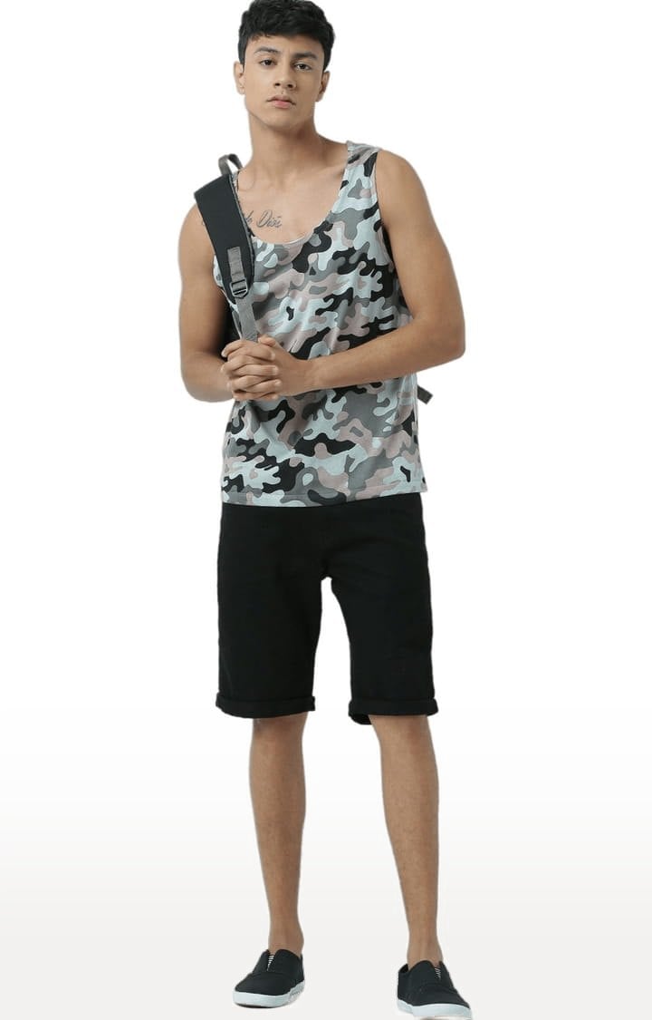Men's Multicolor Cotton Camouflage Printed Vest